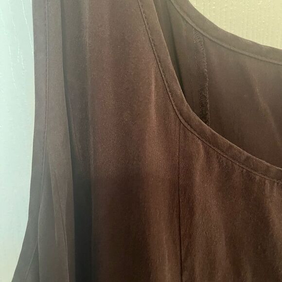 Eileen Fisher Silk Brown Sleeveless Dress - Picture 6 of 7